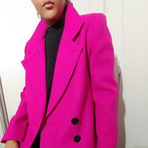 Double-Breasted Fuchsia Pink Blazer